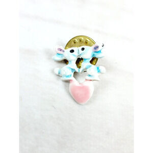 Vintage Love Bunnies Kissing On Heart Lapel Pin